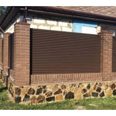 Забор-жалюзи Duos XL, ламели с 2ст покрытием, симметричная: 0.45мм, ZN100/140, PRINTECH (под дерево), доставка по Украине