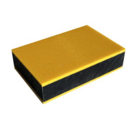 Polyethylene PEHD sheet, yellow/black/yellow, embossed, UFZ, Plaplay 12x1500x3000 mm