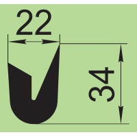 Уплотнитель силиконовый 22х34 мм  I.22289
