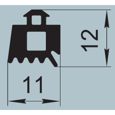 Ущільнювач для алюмінієвих профільних конструкцій 11х12 мм  I.2343