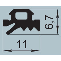 Ущільнювач для алюмінієвих профільних конструкцій 11х6,7 мм  FRK 14