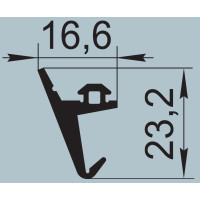 Уплотнитель для алюминиевых профильных конструкций 16,6х23,2 мм  FRK 51