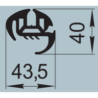 Ущільнювач для алюмінієвих профільних конструкцій 43,5х40 мм  FRK 37
