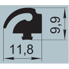 Ущільнювач для алюмінієвих профільних конструкцій 11,8х9,9 мм  I.2154