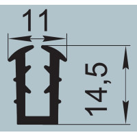 Ущільнювач для алюмінієвих профільних конструкцій 11х14,5 мм  I.2328