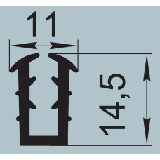 Ущільнювач для алюмінієвих профільних конструкцій 11х14,5 мм  I.2328