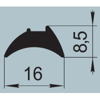 Уплотнитель для алюминиевых профильных конструкций 16х8,5 мм  E 01.005