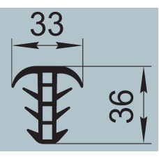 Ущільнювач для алюмінієвих профільних конструкцій 33х36 мм  115.096.01