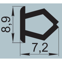 Уплотнитель для технологического паза окон и дверей 8,9х7,2 мм I.2806
