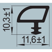 Уплотнитель для технологического паза окон и дверей 10,3х11,6 мм I.2983