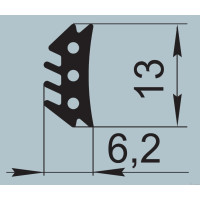 Уплотнитель для железнодорожного транспорта 6,2х13 мм  P-042-06