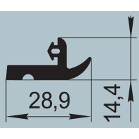 Уплотнитель для железнодорожного транспорта 28,9х14,4 мм  P-051-07